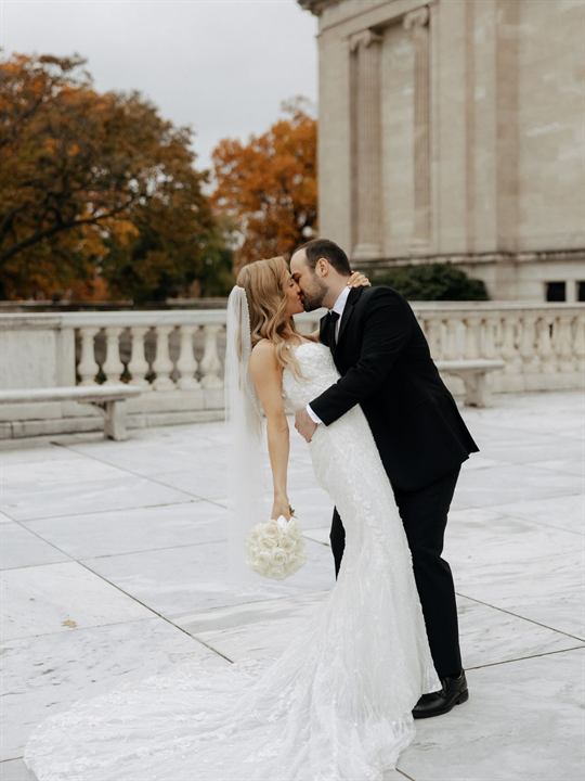 A tender couple portrait in black and white